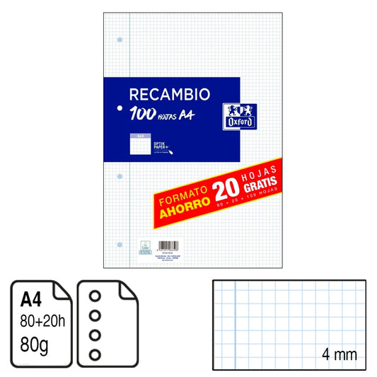 Recambio hoja cuadros Oxford