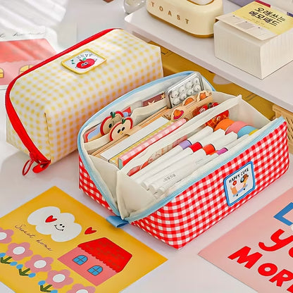 Estuche Prismático vichy amarillo Happy Cute