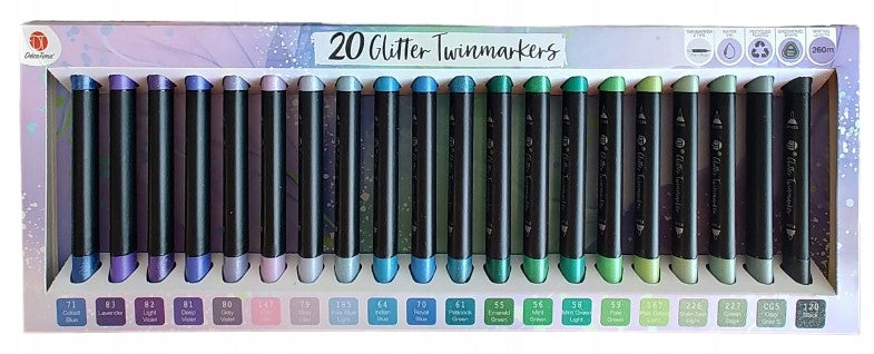 Set rotuladores purpurina 20 uds doble punta